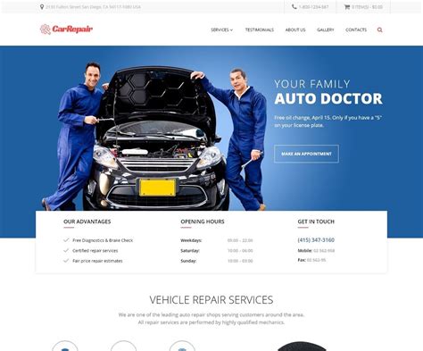 automotive repair website templates.